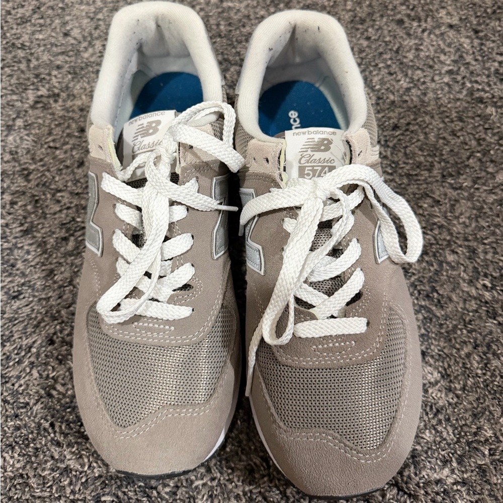 New Balance grey and white 574 Classic Sneakers worn once womens size 10